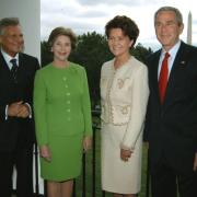 Wizyta Prezydenta RP z Małżonką w USA - spotkanie z Prezydentem USA G. W. Bushem