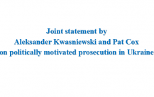 Joint statement by Aleksander Kwasniewski and Pat Cox on politically motivated prosecution in Ukraine